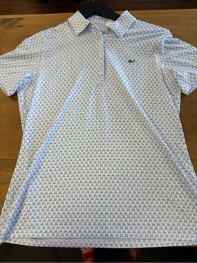 Vineyard Vines Blue Golf Cart Print Polo Shirt - Women